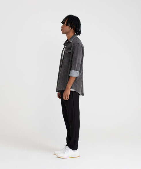 Men's Denim Snap Button Down Shirt