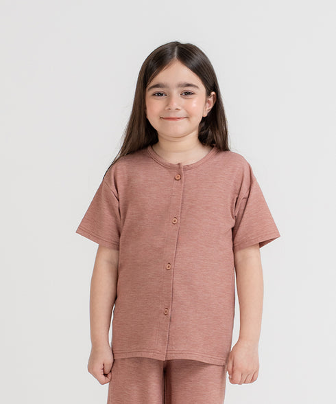 Girls' LuxeLight Henley Button Down
