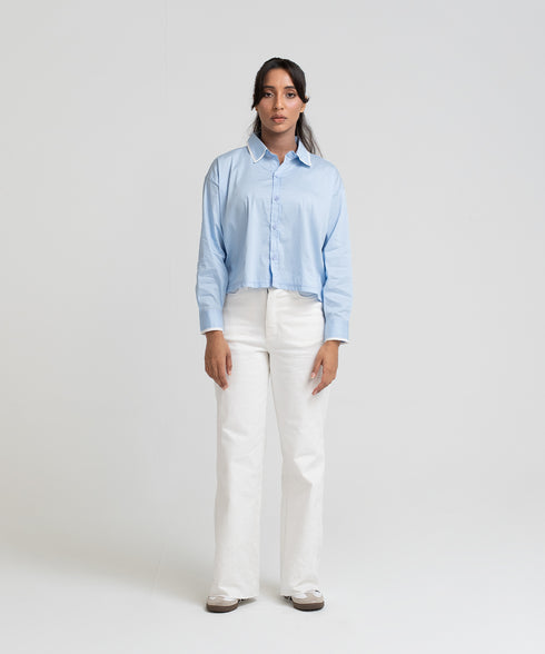 Women's Cropped Button Down Shirt