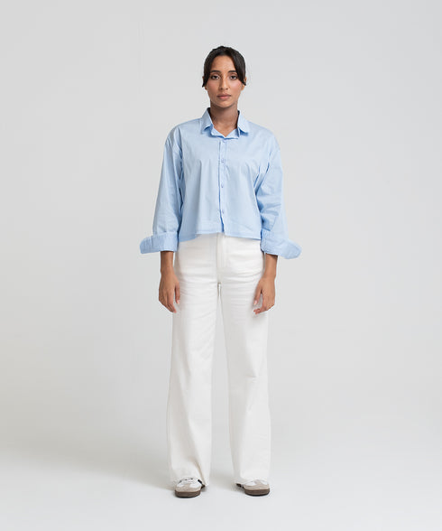 Women's Raw Edge Cropped Shirt