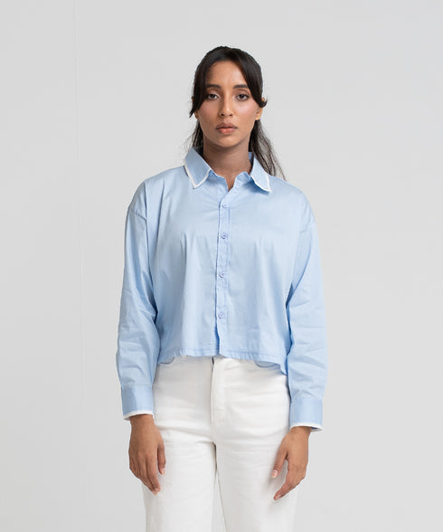 Women's Cropped Button Down Shirt