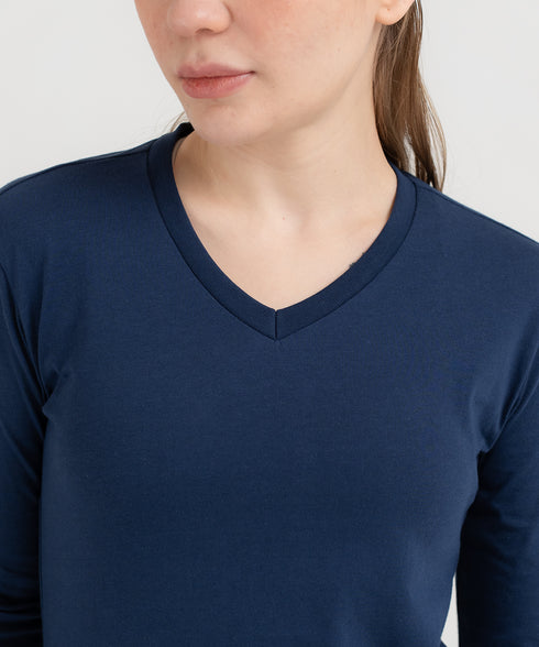 Women's Basic Long Sleeve V-Neck Tee