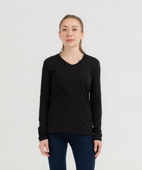 Women's Basic Long Sleeve V-Neck Tee