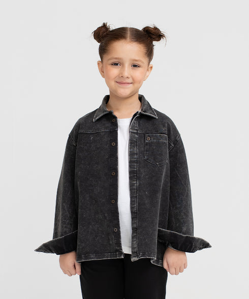 Kids' Denim Hidden Placket Shirt