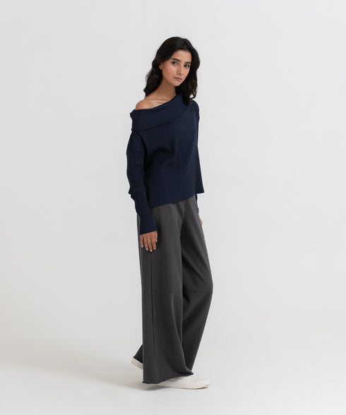 Women's Ribbed Draped Top