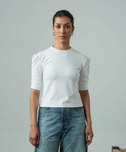 Women's Gathered Sleeve Top