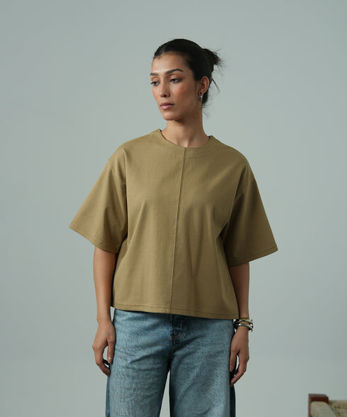 Women's Contrast Stitch Boxy Tee