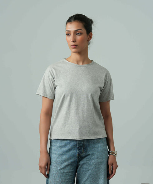 Women's Melange Raw Edges Tee