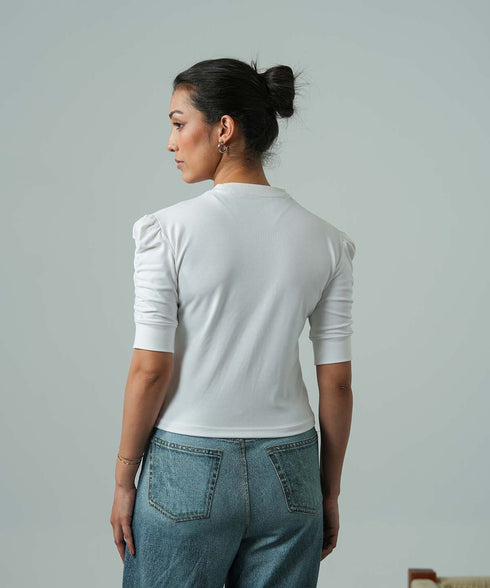 Women's Gathered Sleeve Top