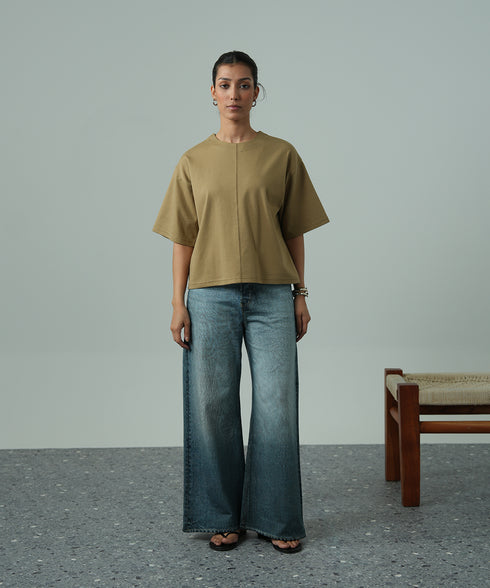Women's Contrast Stitch Boxy Tee