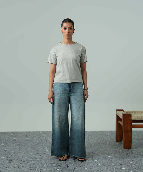Women's Melange Raw Edges Tee