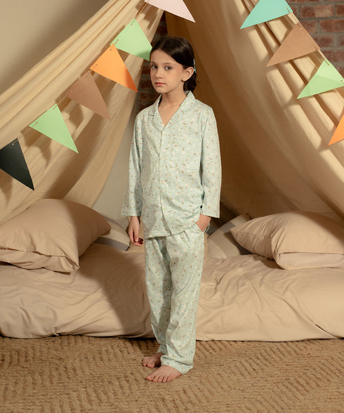 Girls' Printed Button Down Pajama Set