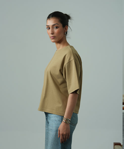 Women's Contrast Stitch Boxy Tee