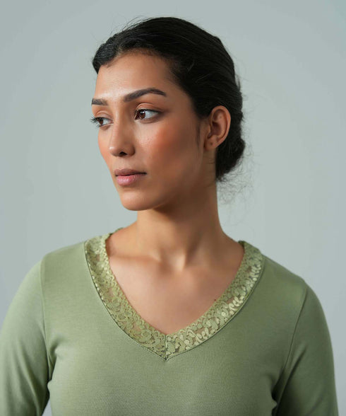 Women's V-Neck Lace Top