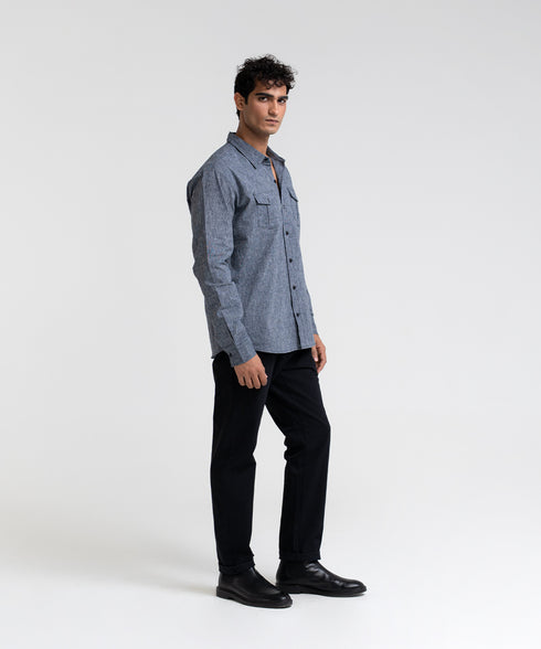 Men's Linen Cargo Pocket Shirt