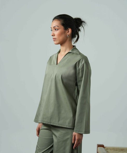 Women's Cotton Collared Set