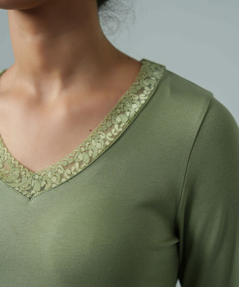 Women's V-Neck Lace Top