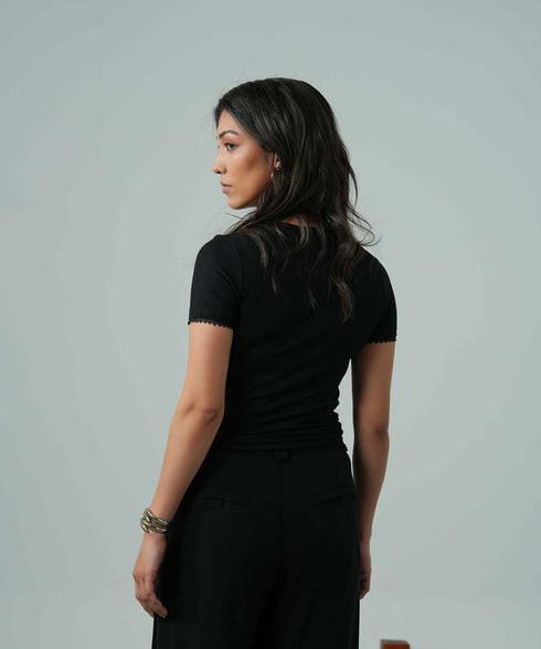 Women's Modal Rib Lace Tee