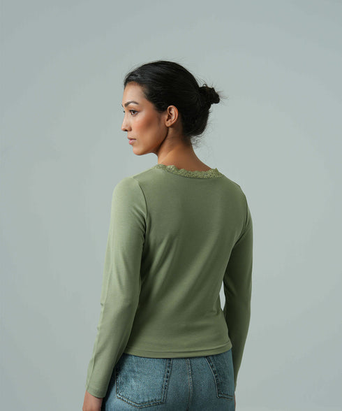 Women's V-Neck Lace Top