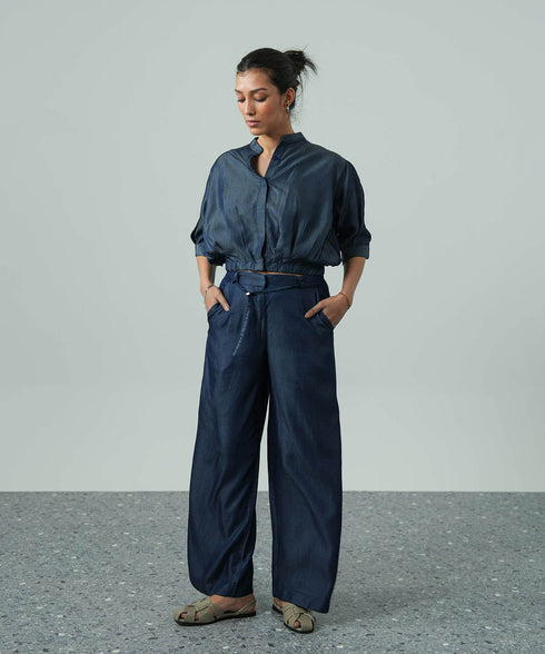 Women's Chambray Wide Leg Pants