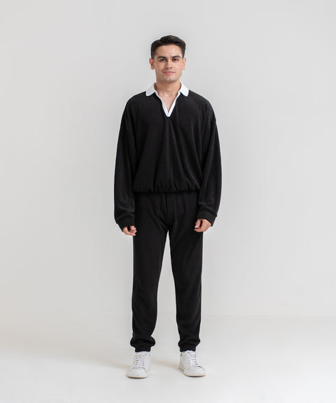 Men's Towel Terry Collared Sweatshirt