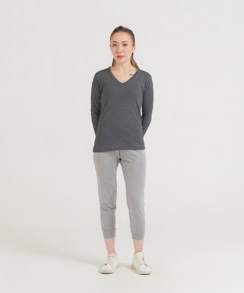 Women's Basic Long Sleeve V-Neck Tee