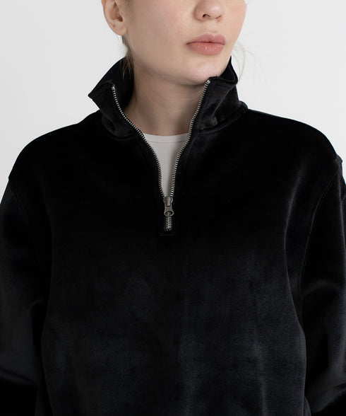 Women's Velvet Half Zip Sweatshirt