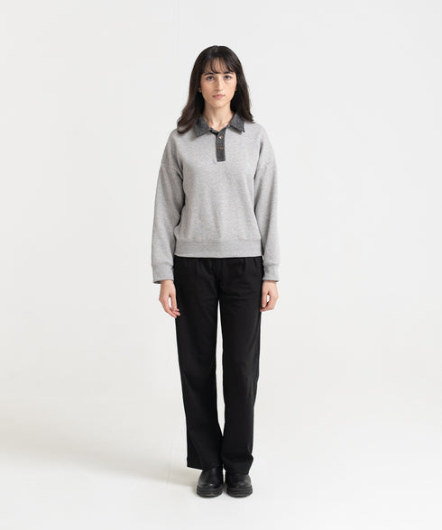 Women's Denim Collar Sweatshirt