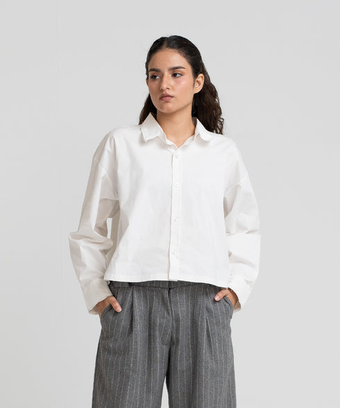 Women's Raw Edge Cropped Shirt