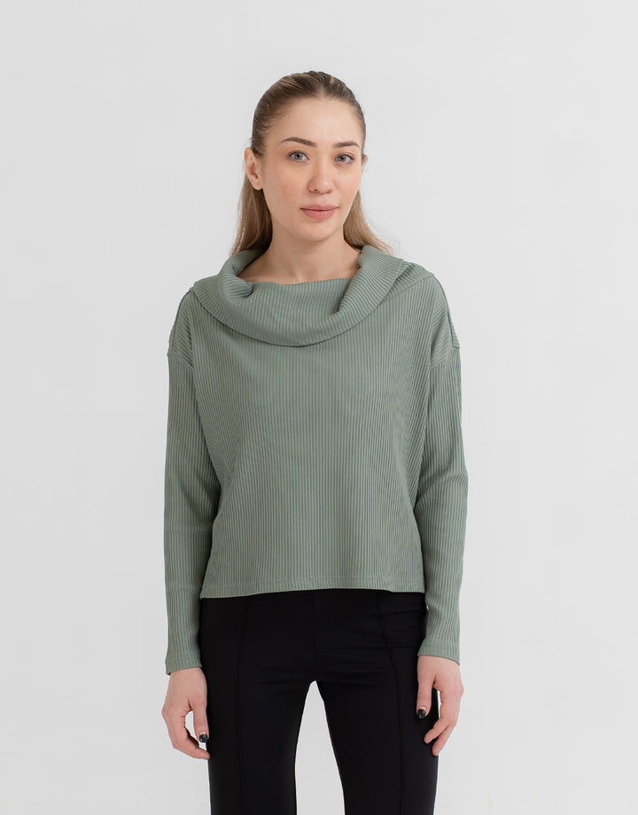 Women's Ribbed Draped Top