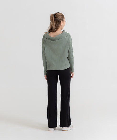 Women's Ribbed Draped Top