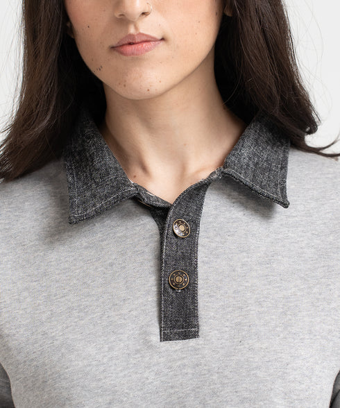 Women's Denim Collar Sweatshirt