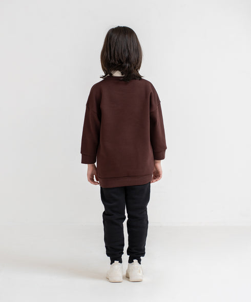 Girls' Contrast Collared Sweatshirt