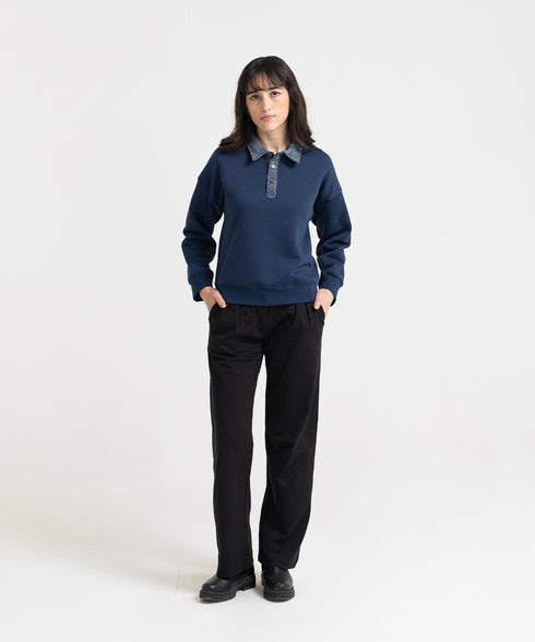 Women's Denim Collar Sweatshirt