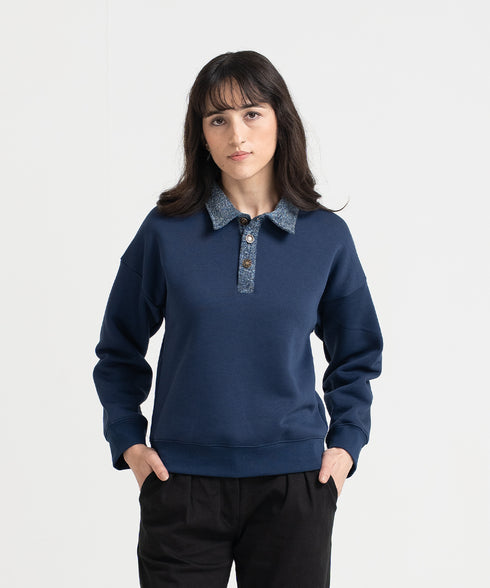 Women's Denim Collar Sweatshirt