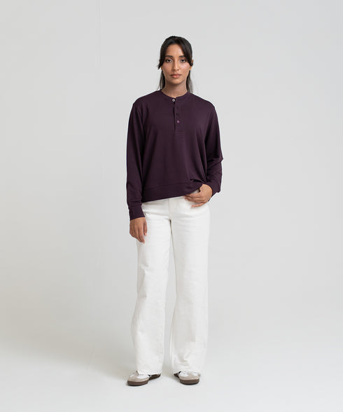 Women's Modal Henley Sweatshirt