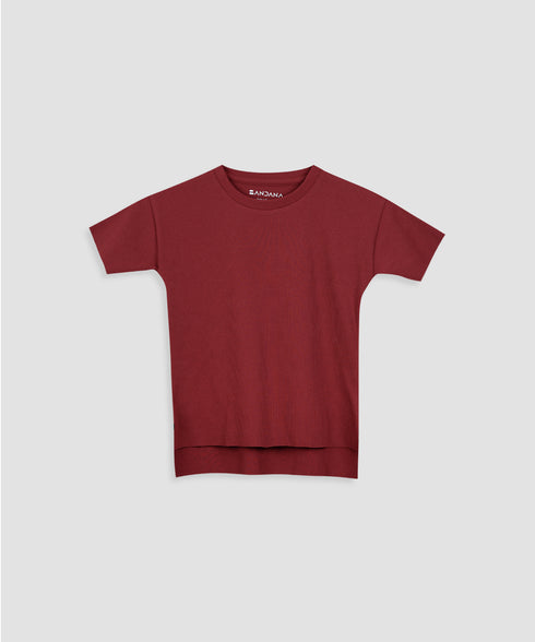 Girls' Ribbed Slit Tee