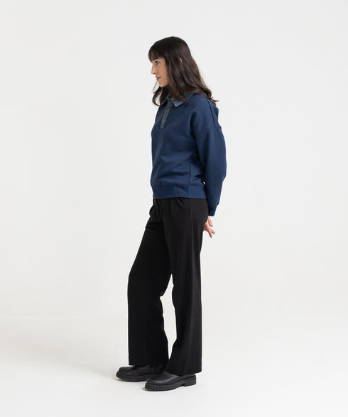 Women's Denim Collar Sweatshirt