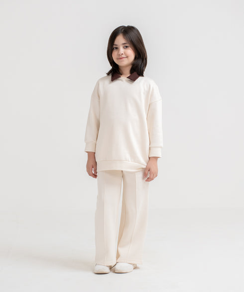 Girls' Contrast Collared Sweatshirt