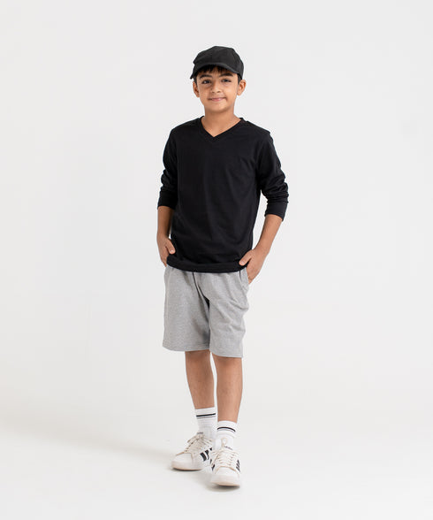 Kids' Basic Long Sleeve V-Neck Tee