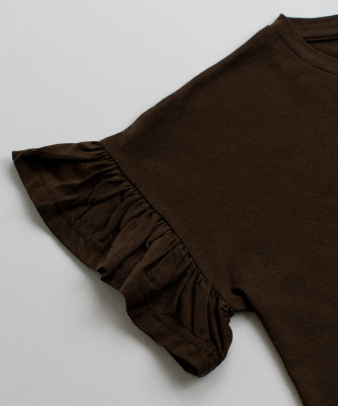 Girls' Ruffle Sleeve Cropped Tee