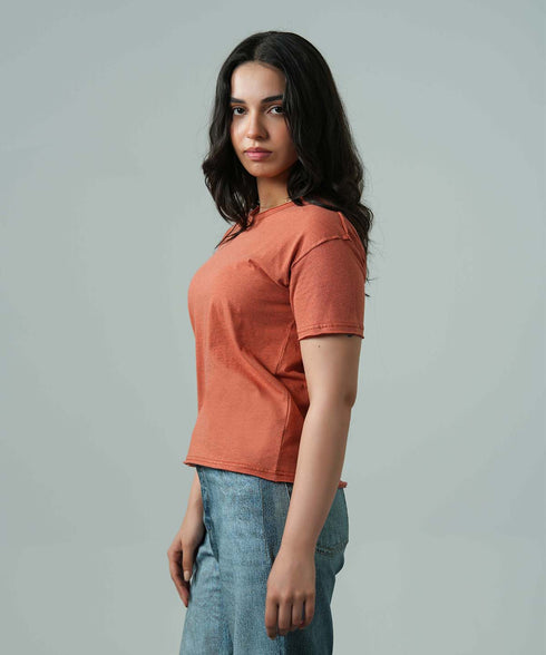 Women's Melange Raw Edges Tee