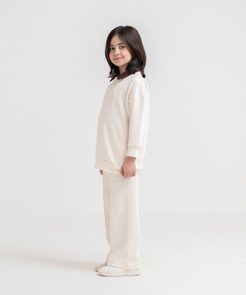 Girls' Contrast Collared Sweatshirt