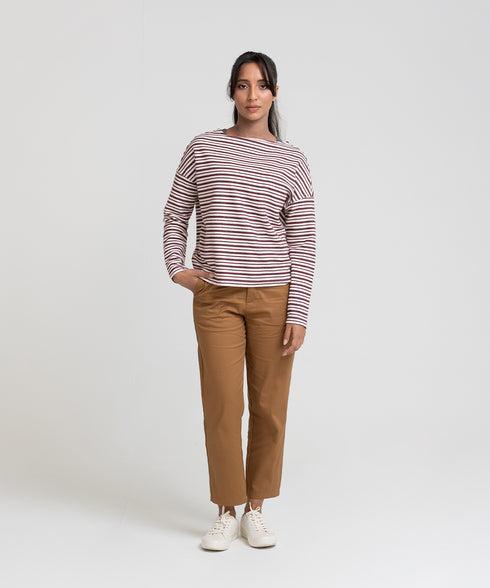 Women's Striped Boat Neck Sweatshirt