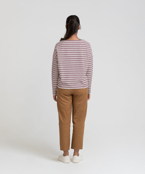 Women's Striped Boat Neck Sweatshirt