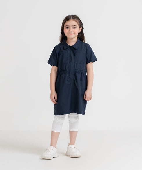 Girls' Zipper Midi Dress