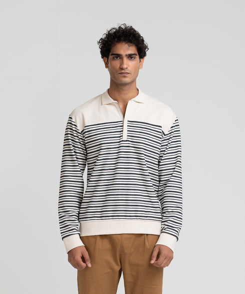Men's Striped Collar Sweatshirt