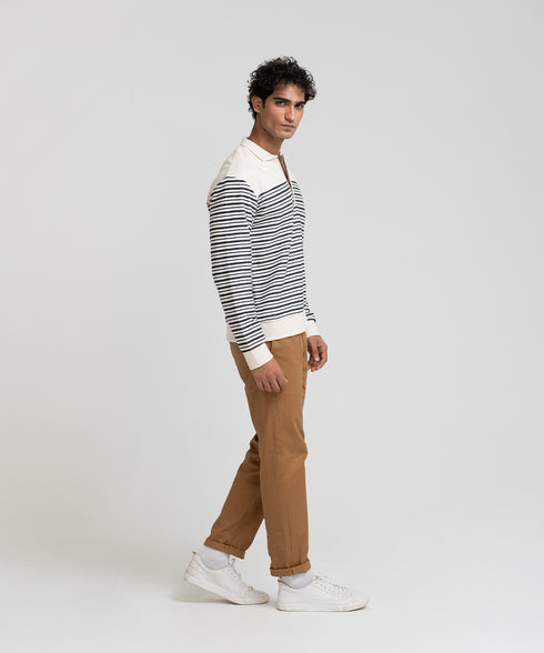 Men's Striped Collar Sweatshirt