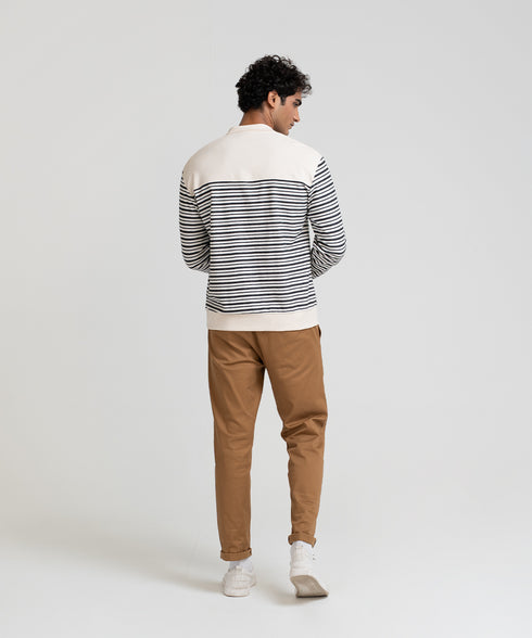 Men's Striped Collar Sweatshirt