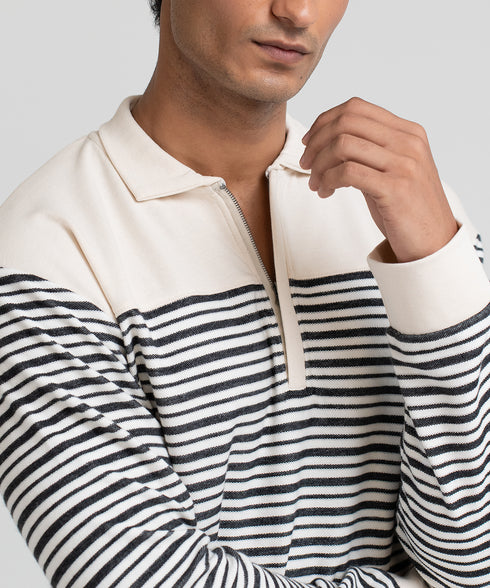 Men's Striped Collar Sweatshirt
